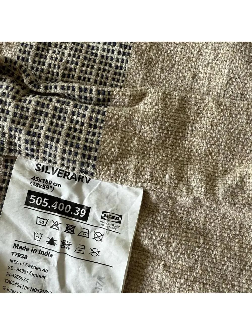 IKEA / SILVERARV table-runner / beige / 45x150 cm